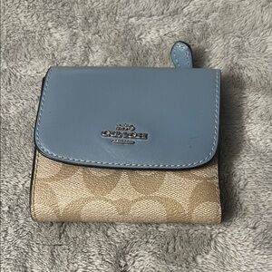 Coach Sky Blue and Beige Wallet